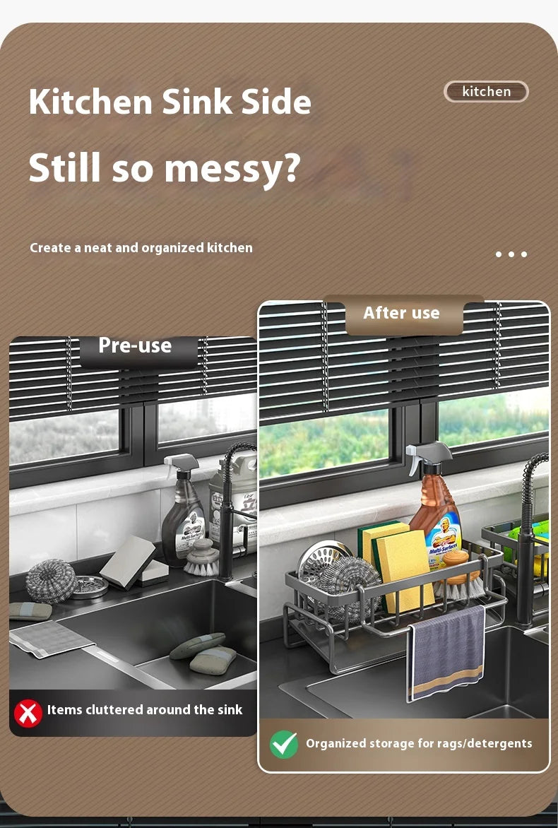 Carbon steel Kitchen Shelf Rag Storage Drainage Shelf Storage Rack Home Spice Sink Drainage dish drying rack Kitchen Accessories