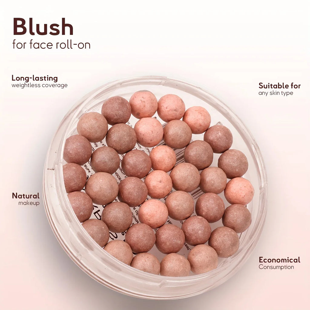 Multi-Tone Powder Blush Pearls with a brush,Water Resistant Natural Finish Face Blush for All Skin Tones,various holiday makeup