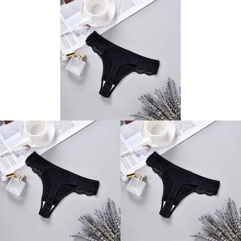 3Pcs Plus Size Women Thongs Cotton Lingerie Panties Sexy Solid Underwear low rise G-String Underpant Comfort Briefs 1xl-3xl