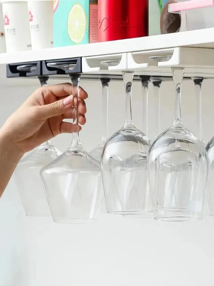 Kitchen Cabinet Free Punching Holder Wine Glass Rack Multi-Function Goblet Classification up Organizer Hanging Holder Shelf