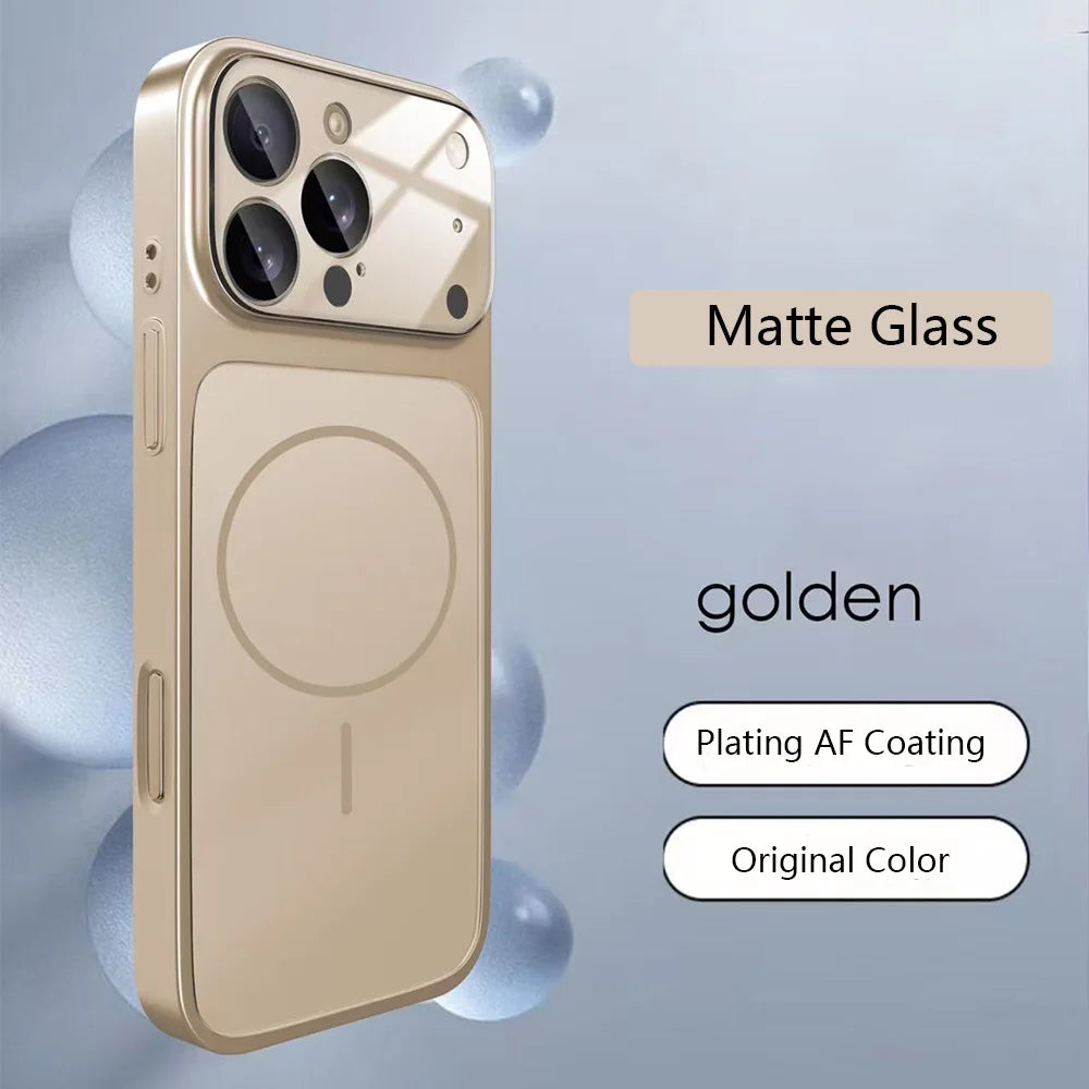 Original Glass Nano Matte For Magsafe Wireless Charging Armor Phone Case For iPhone 17 16 15 14 13 Pro Max 17 Air Magnetic Cover