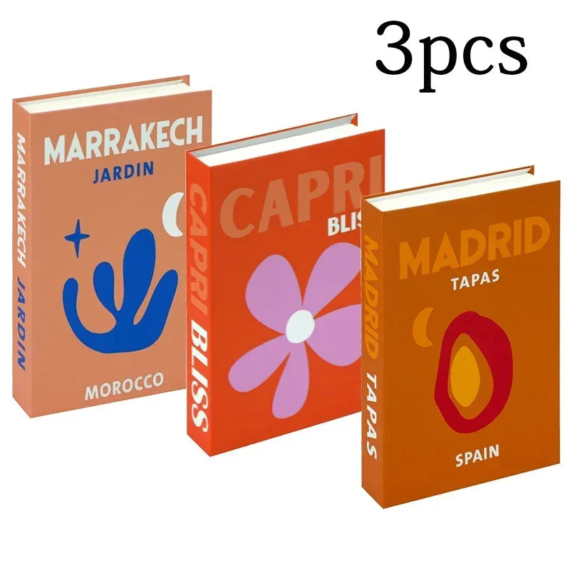 3Pcs Foldable Fashion Fake Books Living Room Decoration Designer Books Coffee Table Ornaments Club Hotel Room Villa Prop Books
