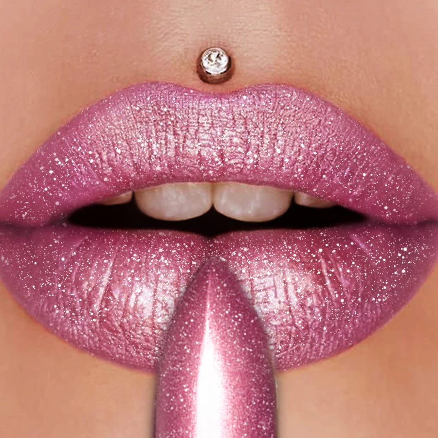 3 colors glitter shiny metallic lipstick pearlescent high pigmented lip tint waterproof lip senior lip makeup gitfs lip glaze