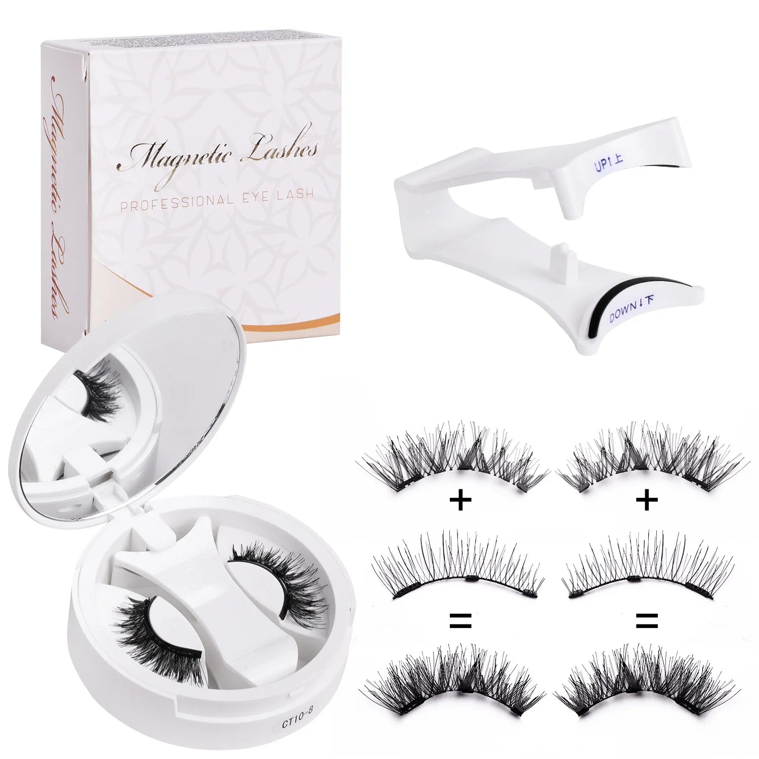 Hot 1 Pair Magnetic Eyelashes Handmade Fluffy Faux Mink Lashes Reusable Natural False Eyelashes and Magnetic Tweezers Set Makeup