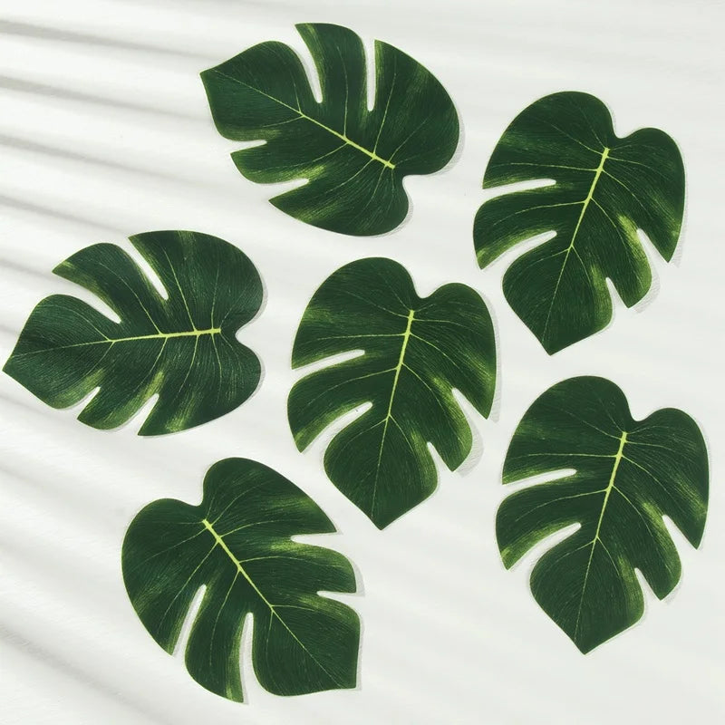 24PCS Artificial Tropical Palm Leaves Hawaiian Safari Jungle Party Decor Hawaii Summer Birthday Wedding Table Decor Fake Plant