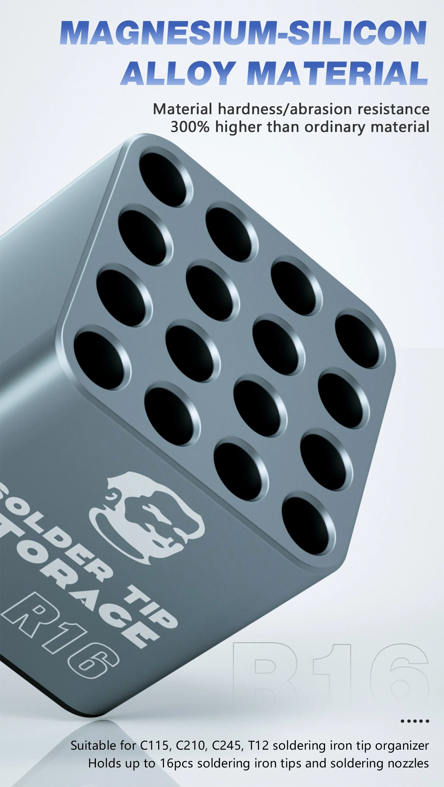 Solder Tip Storage MECHANIC R16 Multi-storage 16 Hole Position For C115 C112 C245 T12 Soldering Iron Tips Organizer Holds Up