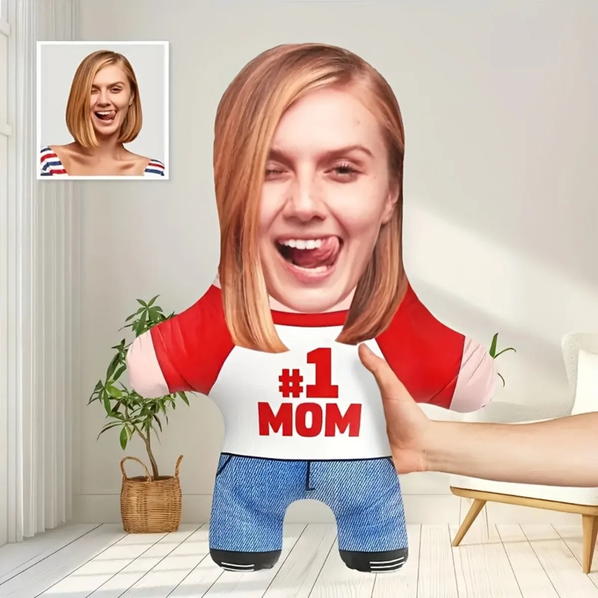 Customized "First Mom" face portrait home throw pillows, DIY double-sided printed cushions, essential gifts for Mother's Day