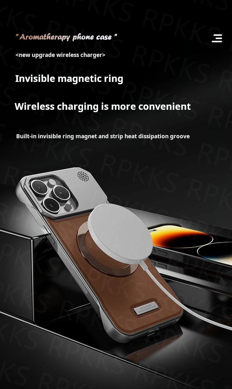Luxury For Magsafe Magnetic Business Aromatherapy Case for iPhone 16 15 14 Plus 13 12 11 Pro Max  Frameless Armor Leather Cover