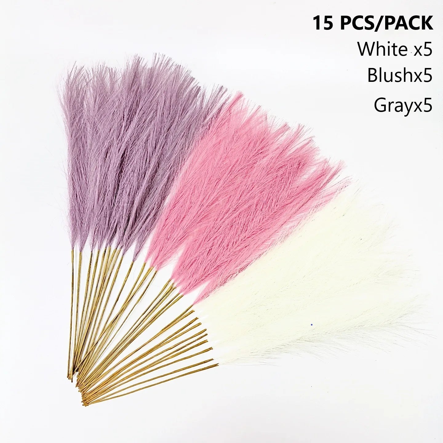 15Pc 55CM Artificial Pampas Grass Decor Bohemian Reed for DIY Floral Table Arrange Flower Wedding Home Christmas Decoration