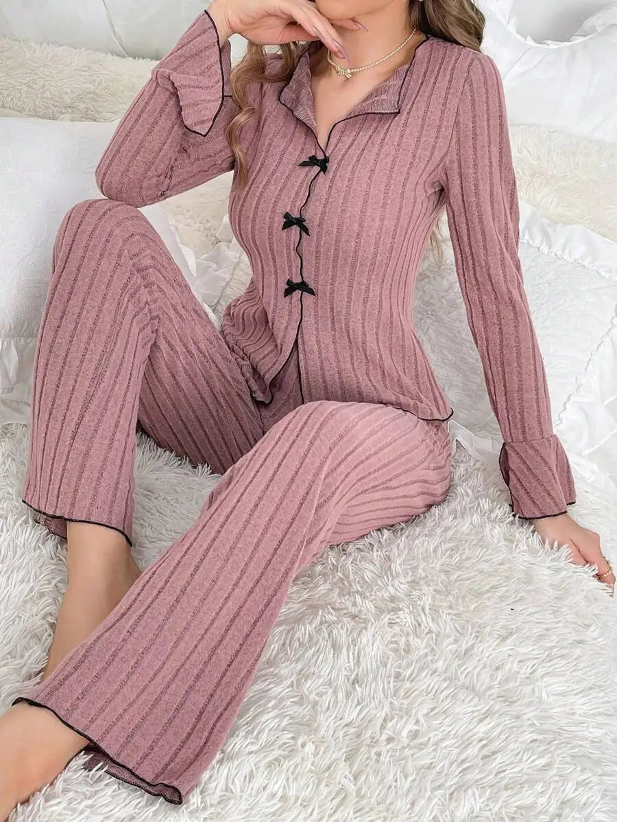 Sleepwear Women Pajama Set Woman Women's Home Clothes Trousers Sets Women's Pajamas Summer Pijama Wear Long Sleeve Sleep Lounge