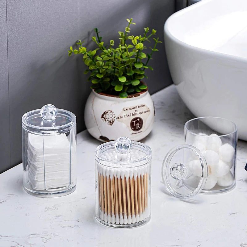 Acrylic Makeup Organizer Cotton Swabs Qtip Container Cosmetic Makeup Cotton Pad Organizer Jewelry Storage Box(Empty Box)