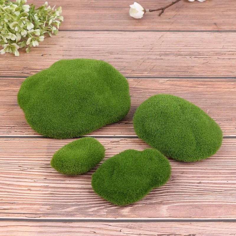 4pcs Artificial Moss Stone Simulation Fairy Garden Miniatures Bonsai Terrarium Succulent Gnomes Fake Moss Home Decor Decoration