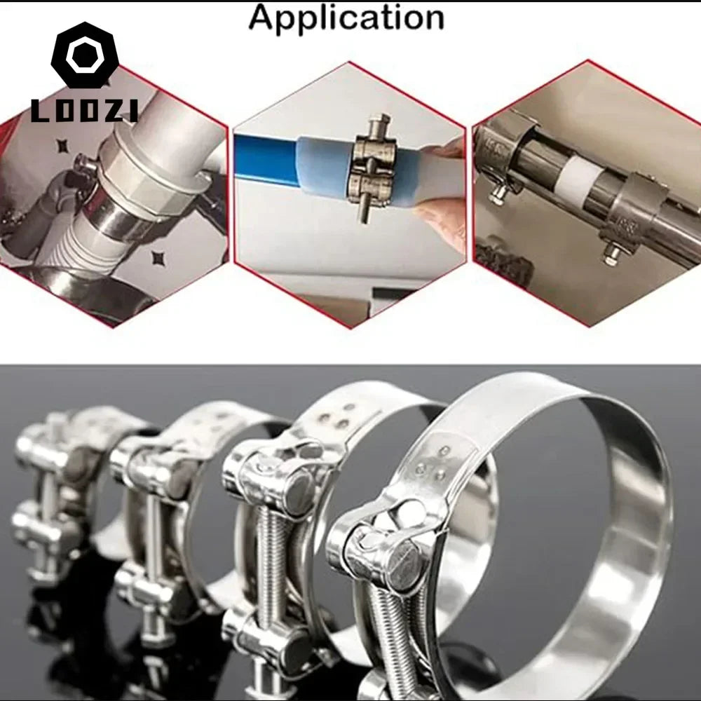 304 Stainless Steel Powerful Hose Pipe Tube Clamps Exhaust Air Water Pipes Durable Sealing Powerful Strength Repair Welding Tool