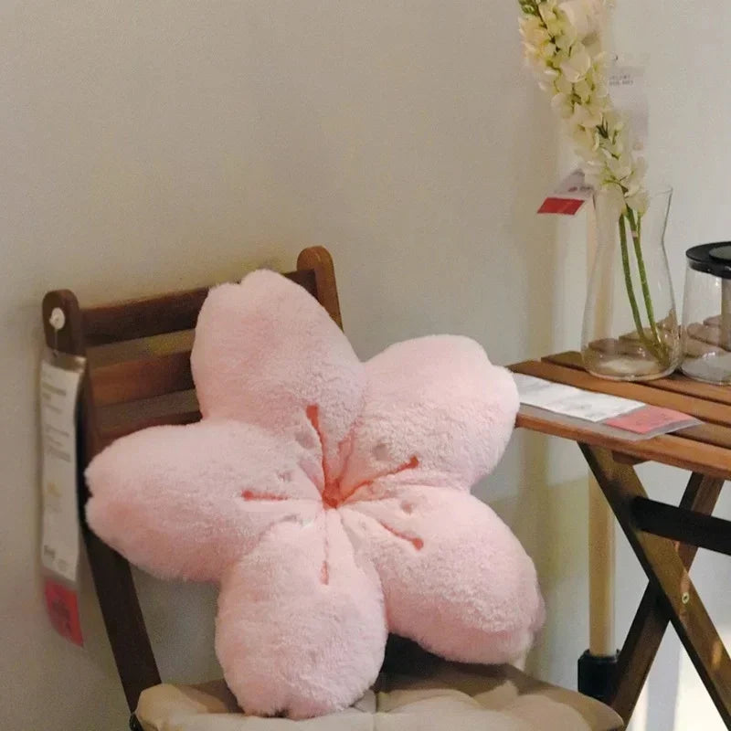 Creative Bay Window Floor Cushion Plush Cherry Blossom Cushion Pink Cherry Petal Pillow for Girl Bedroom Living Room Decoration