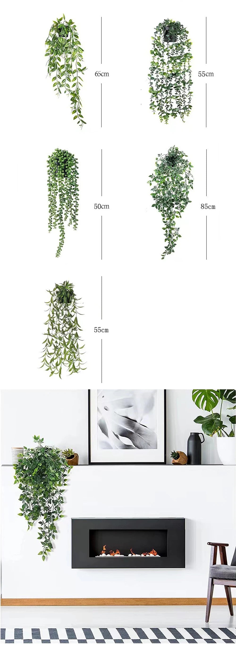1pc Artificial Hanging Plant Eucalyptus Rattan Potted Green Plant Suitable Mandala Vine for Room Wall Home Shelf Interior Decor