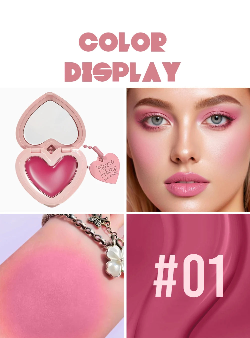 Waterproof Heart Shaped Cream Blush Long Lasting Silky Smooth Mirror Finish Lip Cheek Contour Brighten Tipsy Makeup