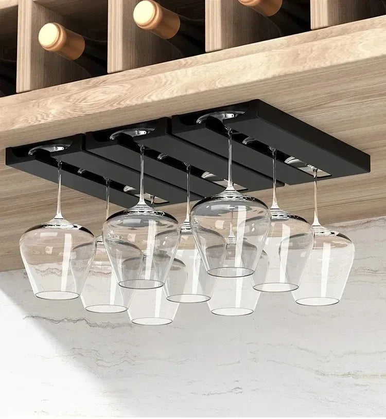 Kitchen Cabinet Free Punching Holder Wine Glass Rack Hanging Holder Shelf Multi-Function Goblet Classification up Organizer