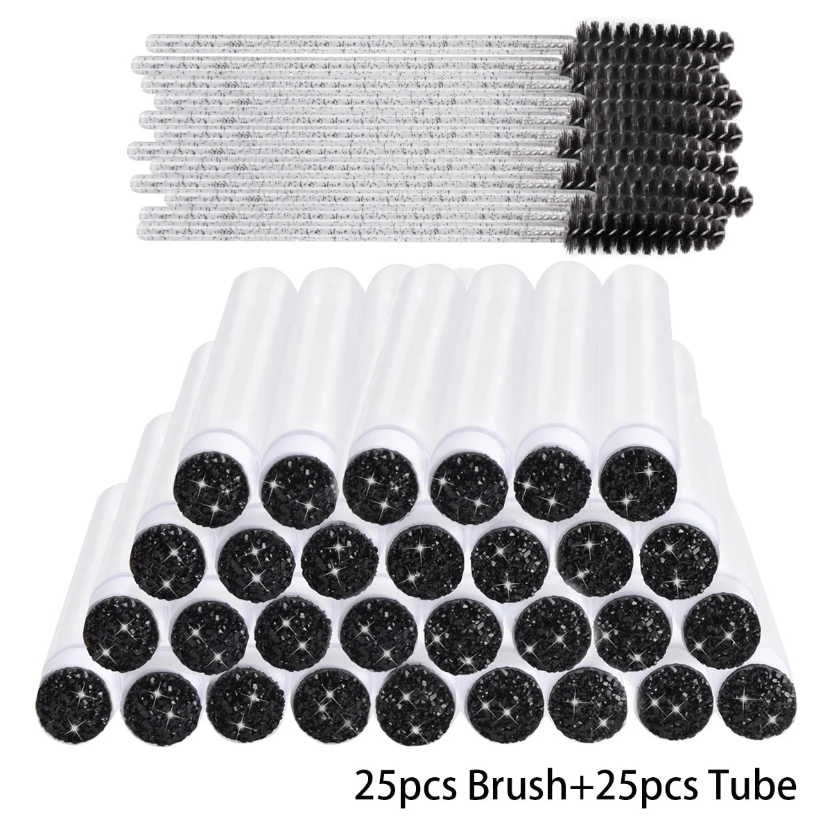 25/50Pcs Eyelash Brush Tubes Crystal Lash Mascara Wands Eyebrow Comb Spoolies Container Lashes Brushes Applicators Makeup Tools