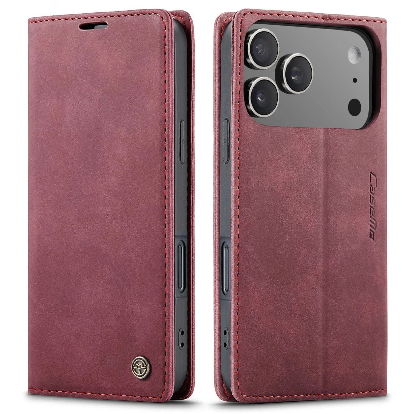 Leather Flip Wallet Case for iPhone 17/17 Pro/17 Pro Max/Air, Magnetic Folio Cover with Card Holder, Shockproof TPU Kickstand