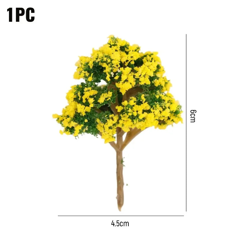 DIY Miniature Artificial Landscape Trees Micro Flower Tree Figurines Artificial Scenery Tree Moss Bonsai Ornament Tabletop Decor