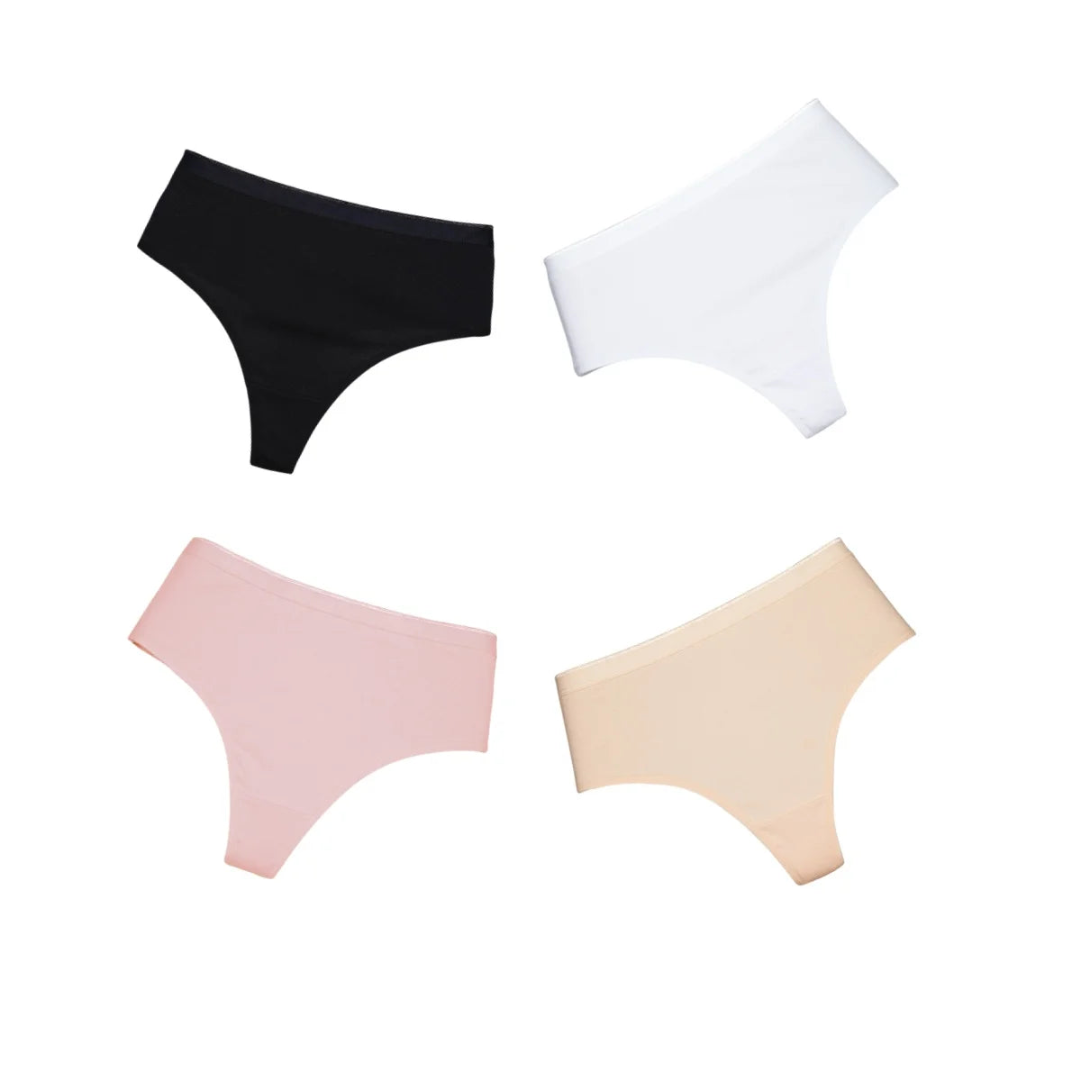 4Pcs/Set Women Cotton Panties Sexy High-Waist Sport Thongs 6 Soild Colours Breathable G-strings Summer Sexy Lingerie