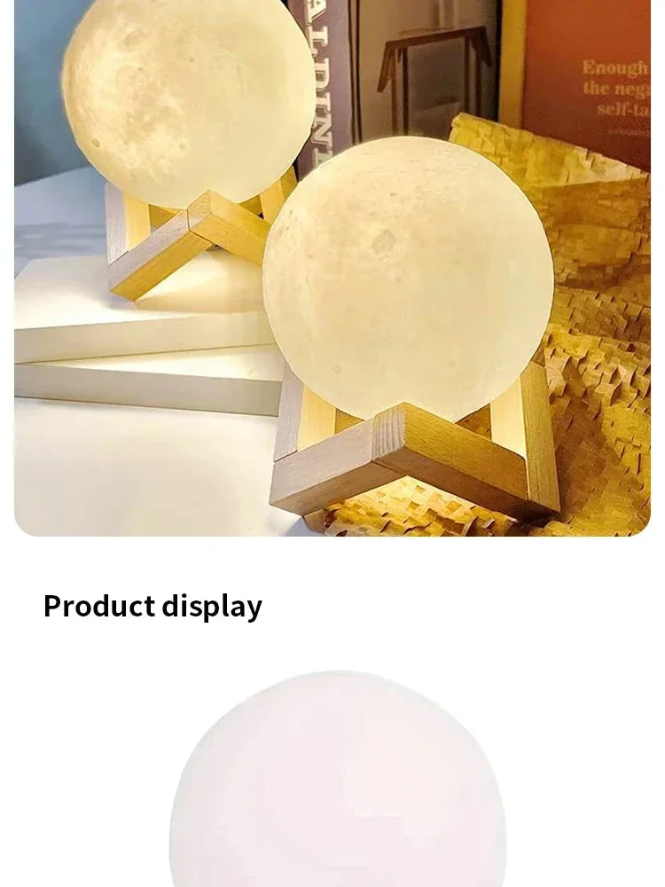 LED 8 cm Moon lamp night light Galaxy Night Light Art Painting Graffiti Birthday Gift Bedroom Living Room Decoration