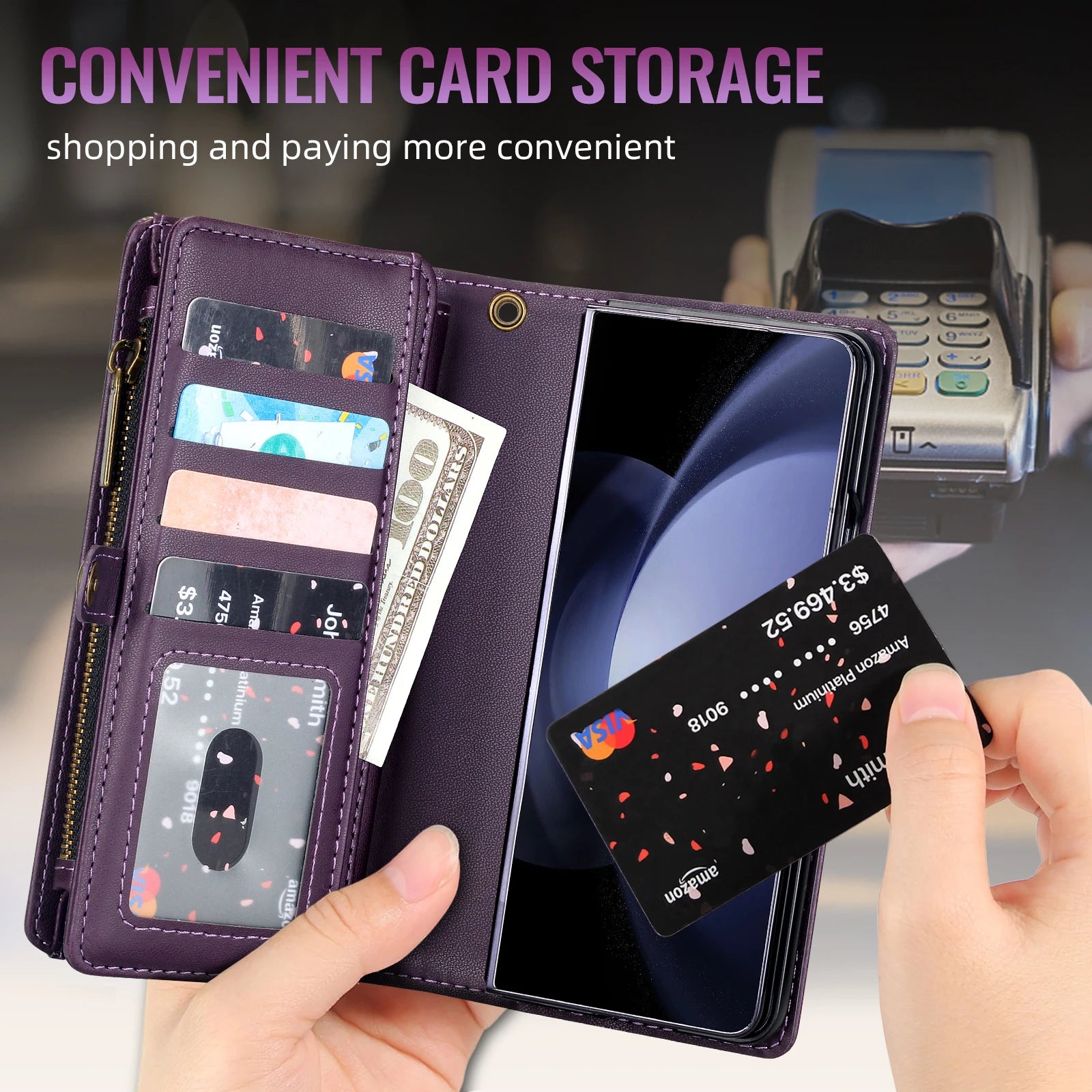 Multifunctional Leather Case for Samsung Galaxy Z Fold 5 4 3 Fold5 Fold4 Fold3 5G Phone Bags Cover Pen&Card Slots Wallet Holster