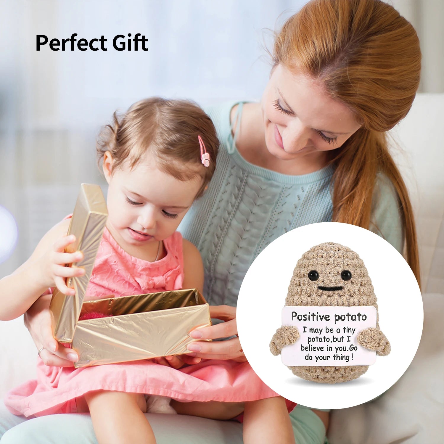 Positive Crochet Dolls Funny Potato Crochet Doll Emotional Support Animal Gift Creative Positive Crochet Figures for Friends