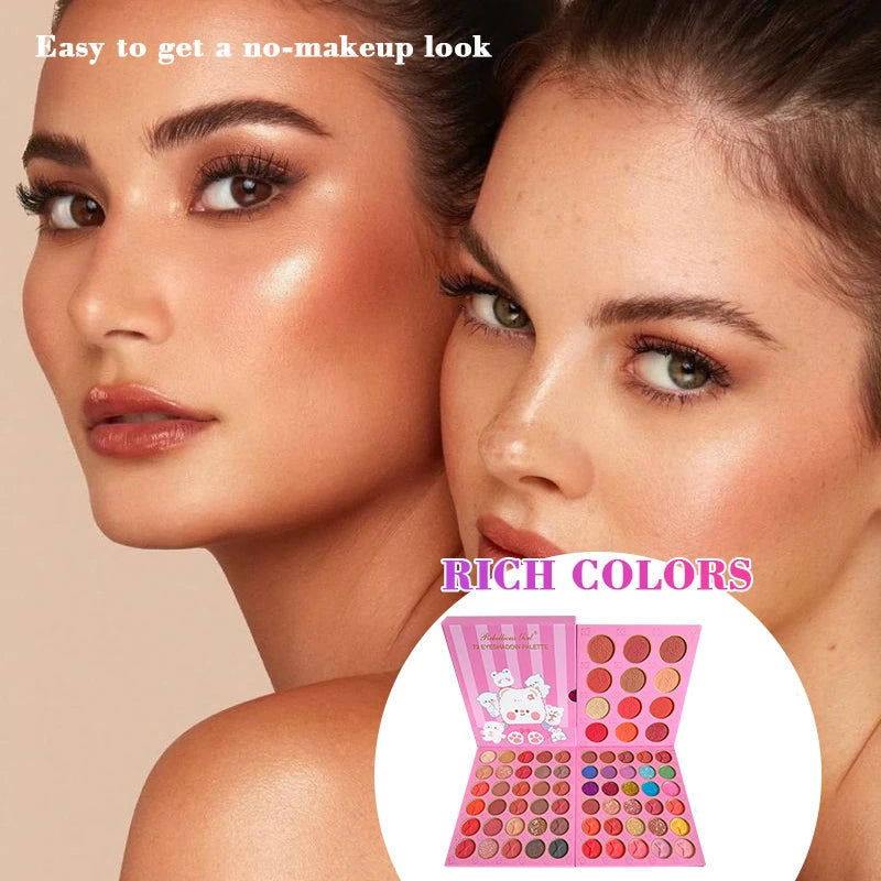 72-Color Pink Eyeshadow Palette Color Board Shimmer Matte Nude Natural All In One, Carnival Mardi Gras Christmas Masquerade