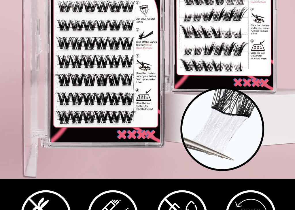 Vipuda Self Adhesive Cluster Lashes Press on No Glue Needed Segmented Eyelashes Reusable DIY Individual Eyelash Extension