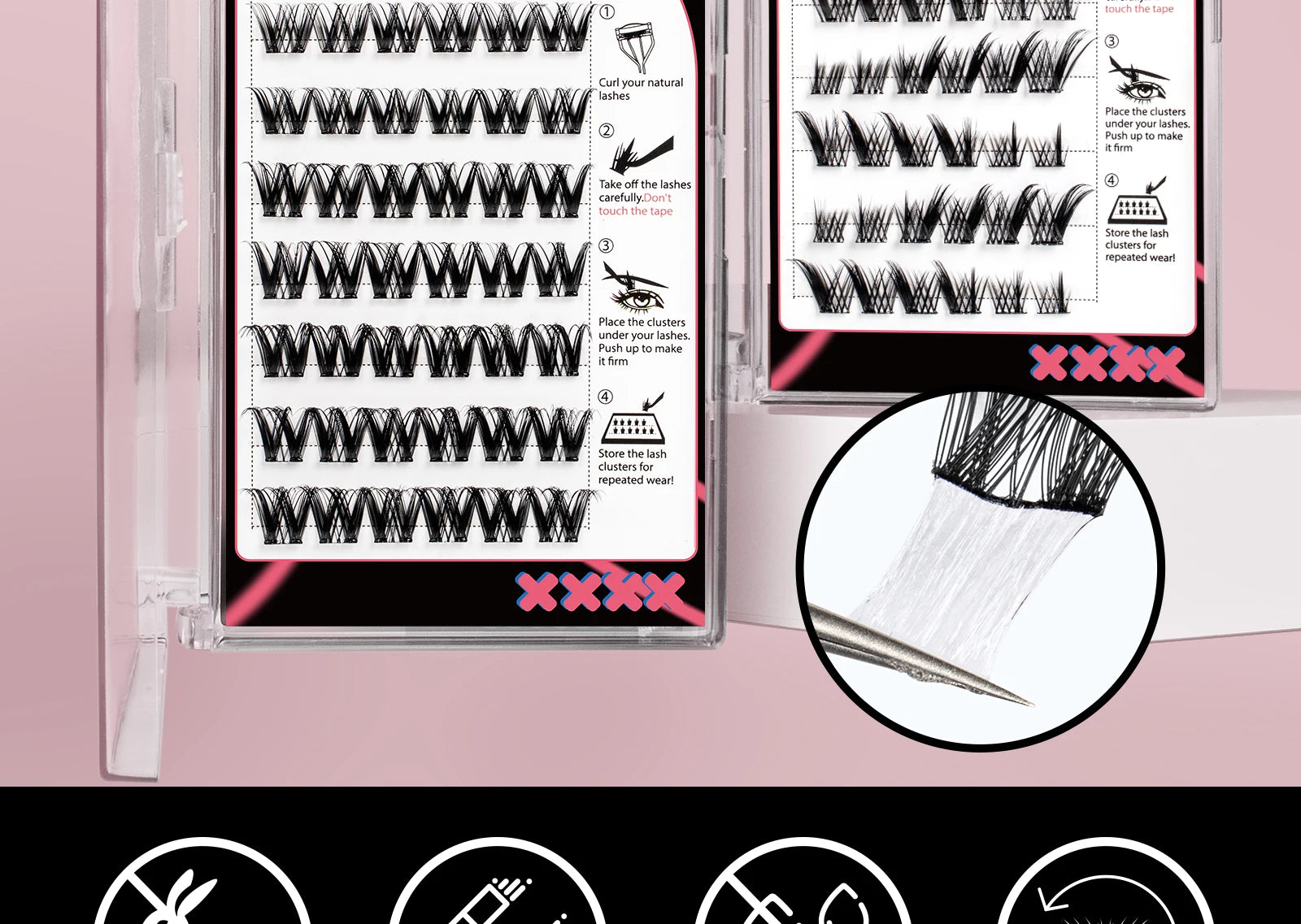 Vipuda Self Adhesive Cluster Lashes Press on No Glue Needed Segmented Eyelashes Reusable DIY Individual Eyelash Extension