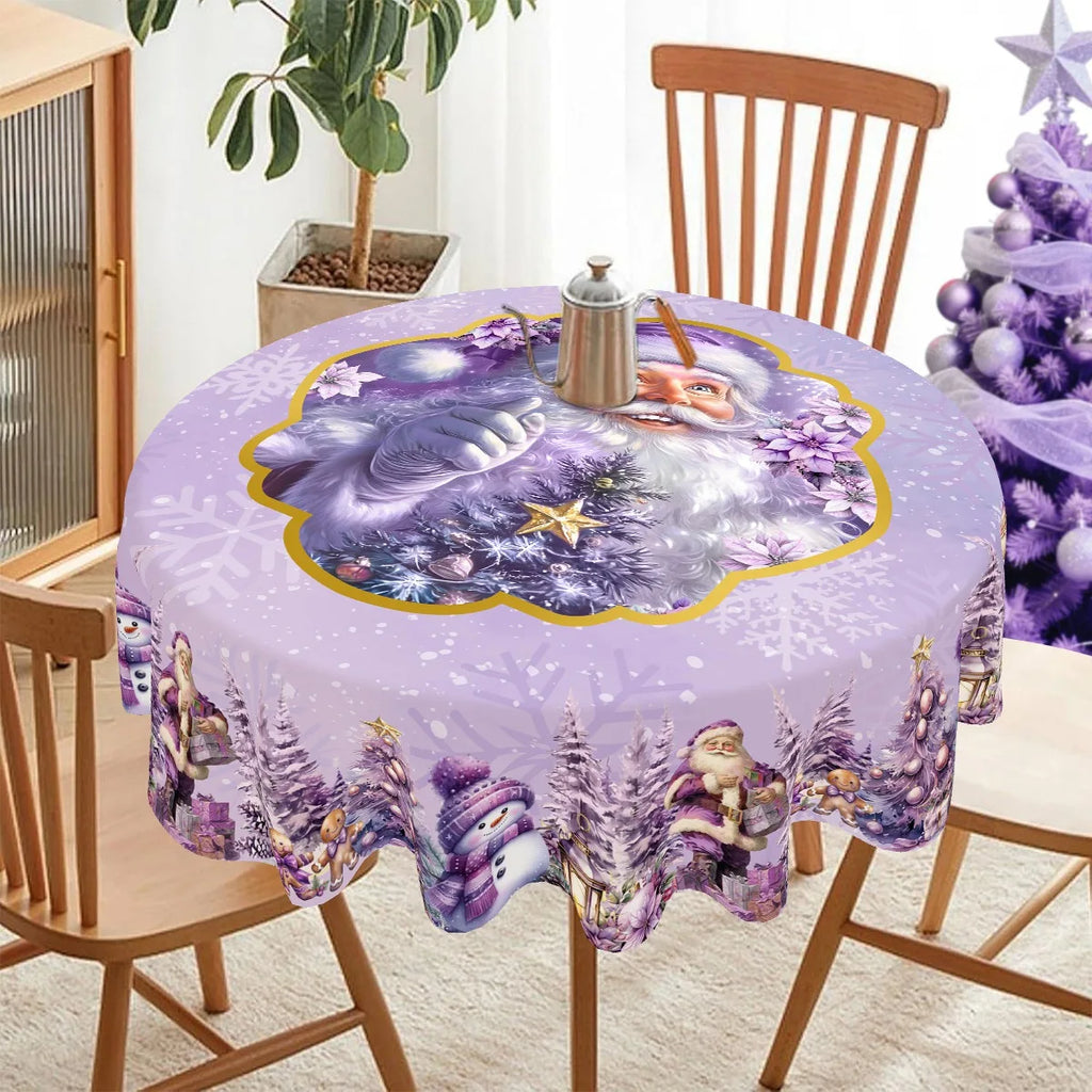 Purple Christmas Tablecloth Santa Claus Table Cover Christmas Party Table Decorations for Home Kitchen 2025 Xmas Gifts Navidad