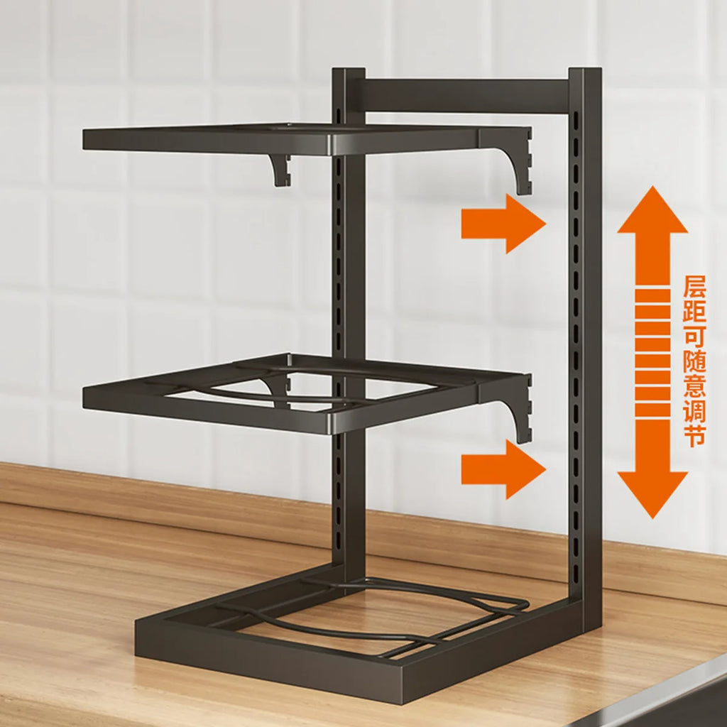 Sink Layered Pot Rack Free Layering Kitchen Pans Organizer Rustproof Snap-On Stainless Adjustable Pot Storage Rack Under Cabinet