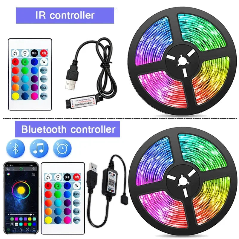 Led Strip Lights USB RGB 5050 LED Light Strip 1M-30M Music Sync App Control Luces Led Flexible Lamp for Room Decor TV Backlight