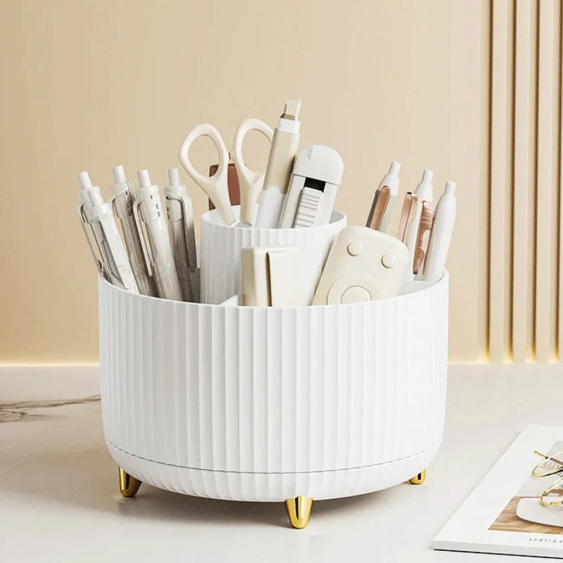 Rotating Makeup Brush Organizer 360 Degree Spinning Storage Box Cosmetic Brush Holder Desktop Organizer Pen Pencil Container