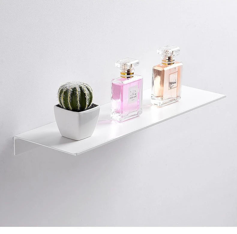 Small Shelf Without Drilling Shampoo Holder Bathroom Wall Floating White Shelves Stick Bath Organizer for Kitchen Accessories