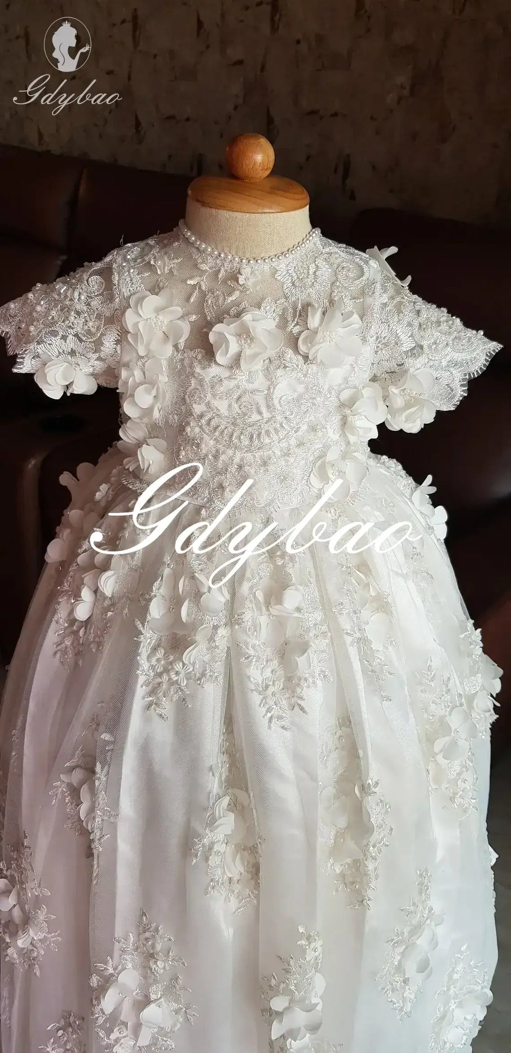 Luxury Baptism Dress Baby Girls Robe Lace Christening Gown With Bonnet Off White Ivory Custom Made New 2025 Customized