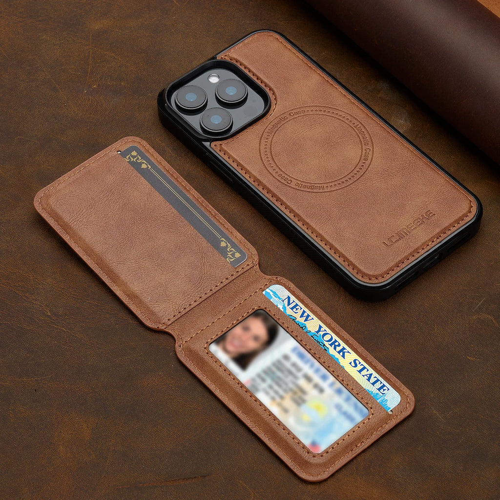 Detachable Magnetic 2 In 1 Leather Case For iPhone 16E 17 1615 14 13 12 11 Pro XS Max Air XR 8 7 Plus SE Card Pocket Phone Cover