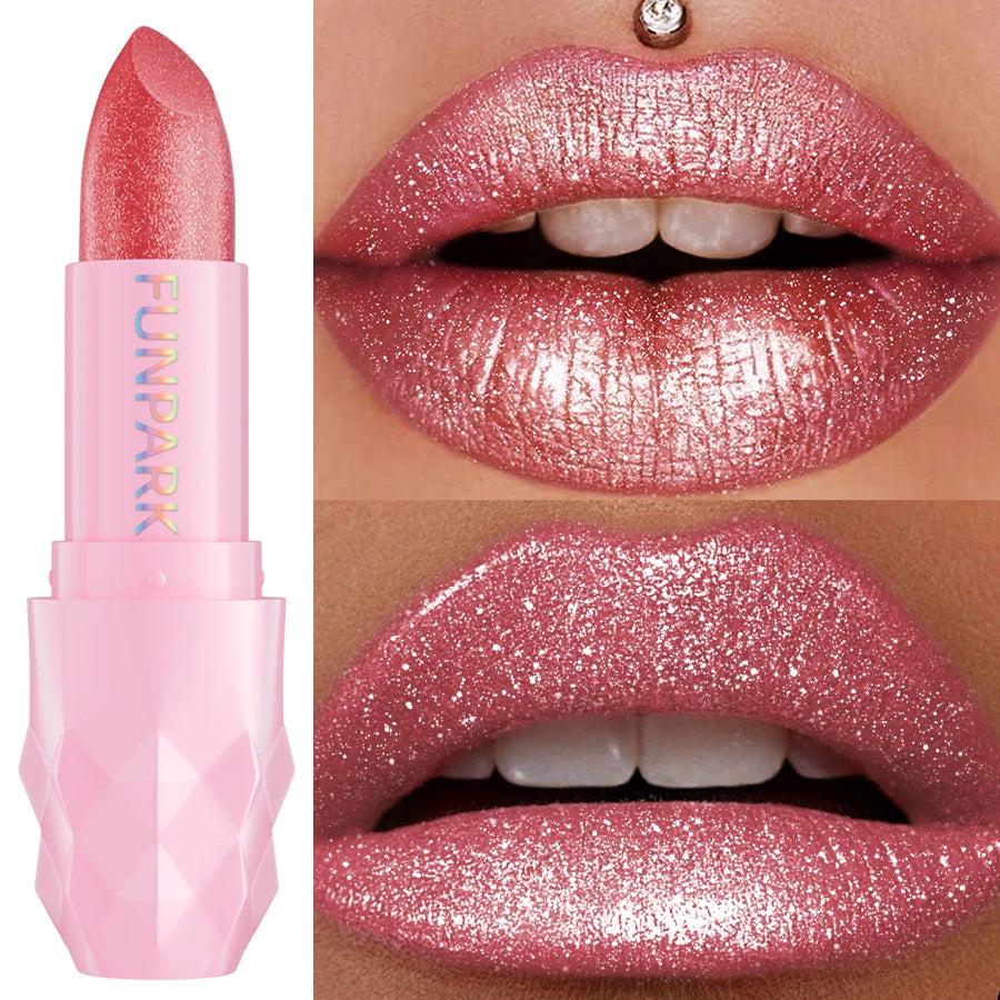 3 colors glitter shiny metallic lipstick pearlescent high pigmented lip tint waterproof lip senior lip makeup gitfs lip glaze