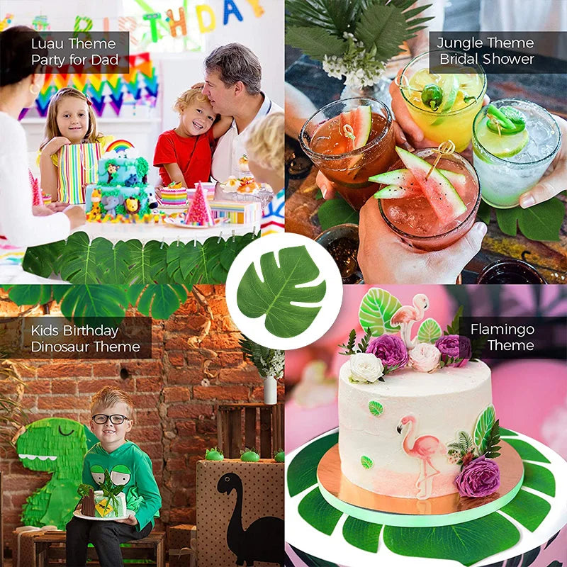 Hawaiian Artificial Tropical Palm Leaves Plant Summer Luau Aloha Jungle Theme Party Decoration Wedding Birthday Home Table Decor