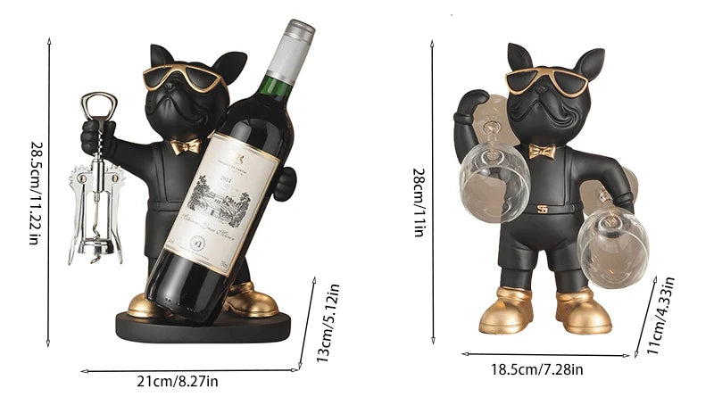 French Bulldog Wine Holder Resin Wine Racks Countertop Wine Stand Wine Bottle Holder Wine Bottle Rack Home Office Decor