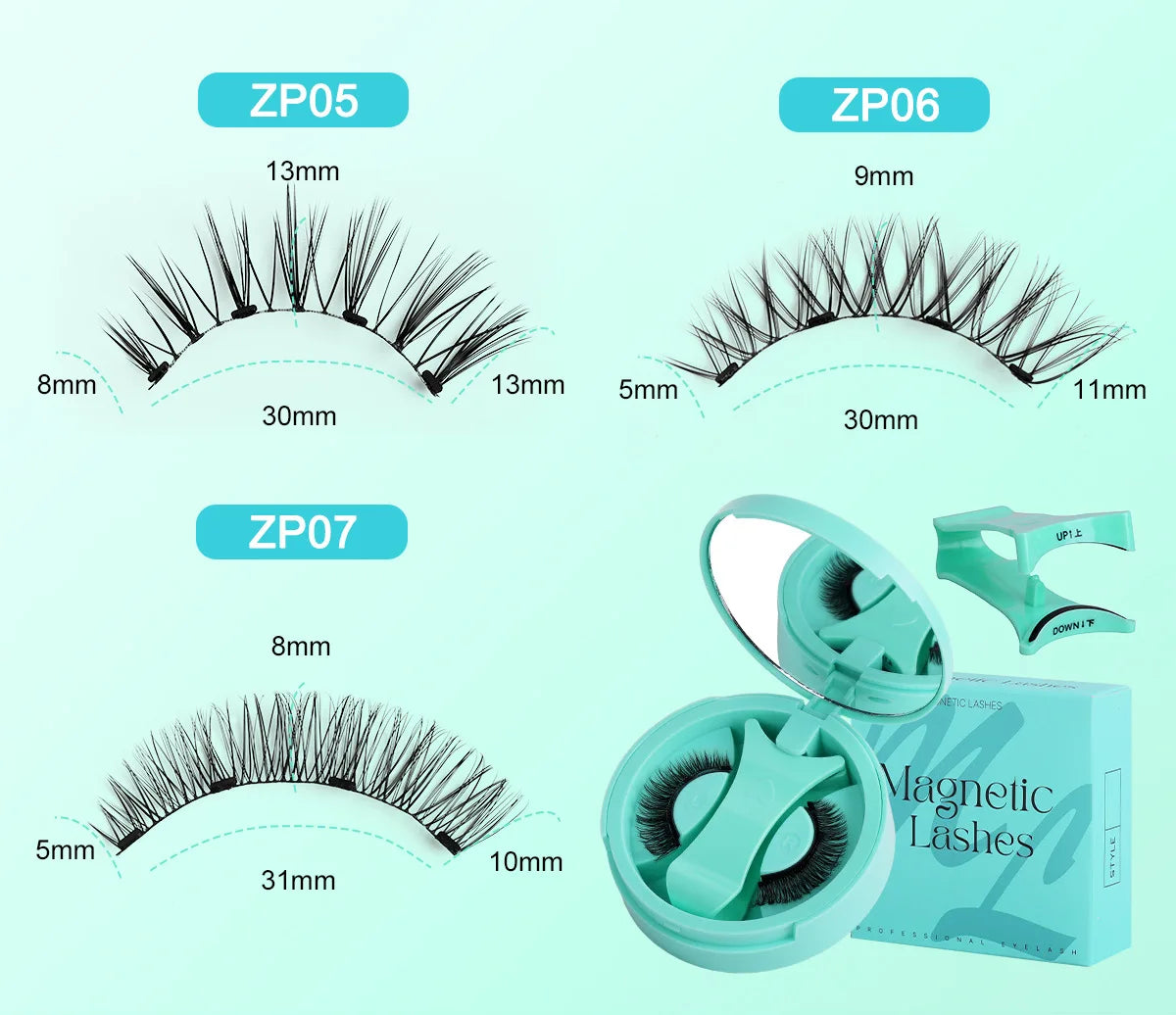 1 Pair Reusable Magnetic Eyelashes Natural Curly Fluffy Magnetic False Eyelashes No Glue Needed Lashes Makeup with Tweezer Set