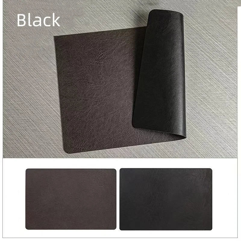 Colors Washed Cowhide Pattern PU Leather Placemats,Heat Resistant Kitchen Table Mats,Waterproof Wipeable for Party Decoration