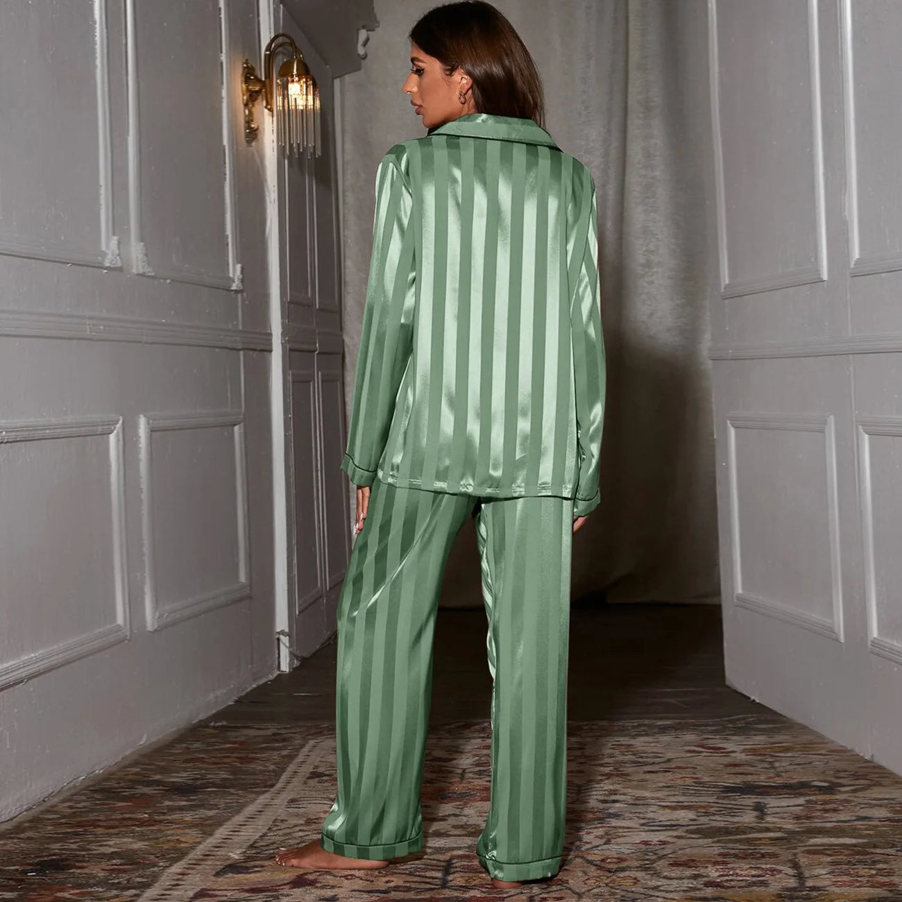 Solid Casual Pajamas For Women Two Pieces Sleepwear Women's Pajama Trousers Loungewear Sets Nightwear Female Home Suit Clothes