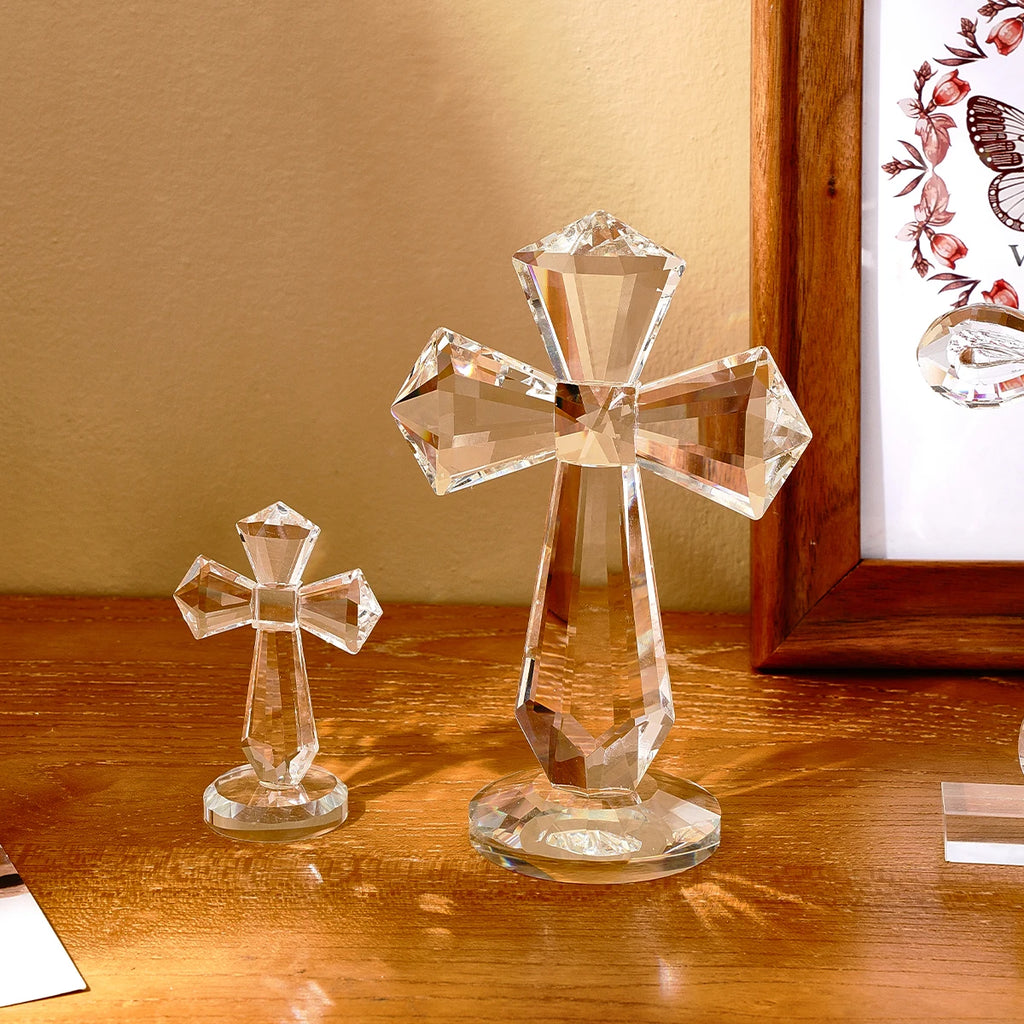 1PC Love Angel and Cross Prism Shaped Glass Crafts, Window Sills Sun Catcher Ornament Prism Light Catching Decorative Crafts