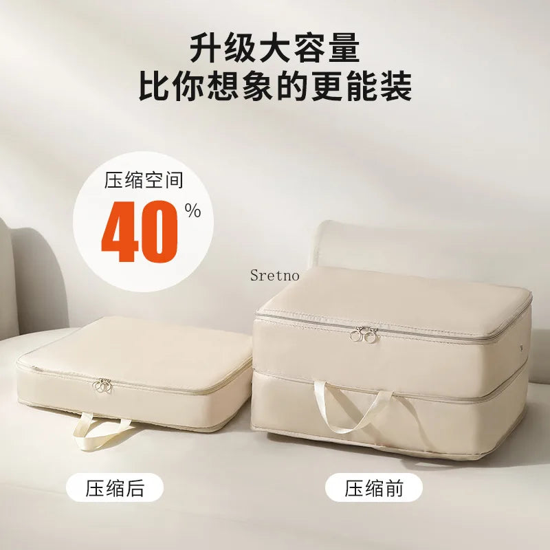 SRETNO Large Capacity Cotton Quilt Compression Storage Bag for Moving and Traveling Organizing Bag for Home Dust Pre Organizador