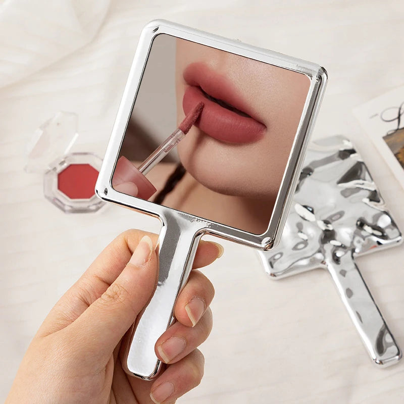 Square Handheld Makeup Mirror Liquid Shape Vanity Mirror With Handle Hand Mirror Spa Salon Compact Mirrors For Eyelash Extension
