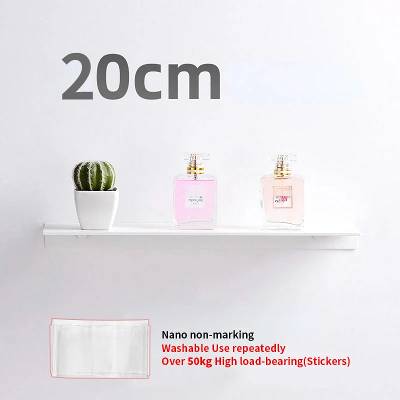 Small Shelf Without Drilling Shampoo Holder Bathroom Wall Floating White Shelves Stick Bath Organizer for Kitchen Accessories