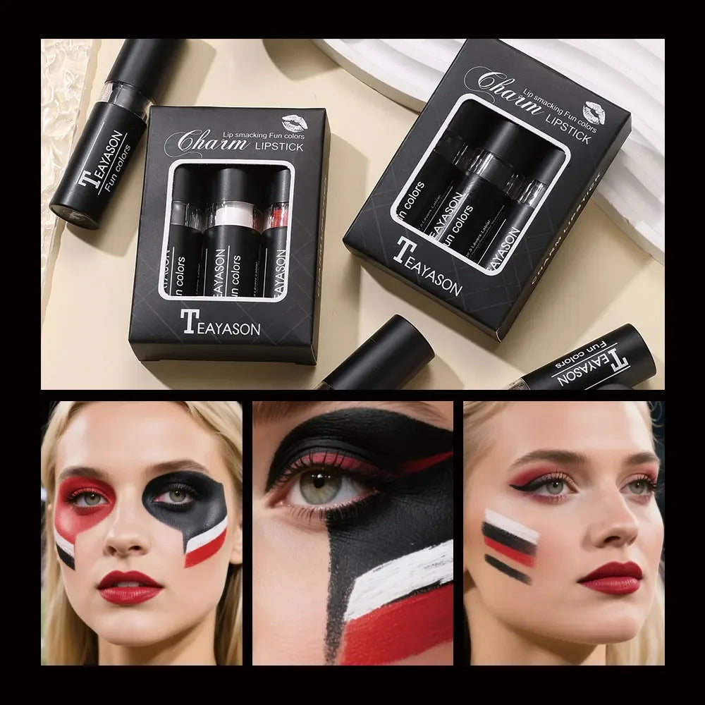 Matte Lipstick Velvet Finish Waterproof Long Lasting Non Transfer Dark Shades Black White Red Holiday Makeup