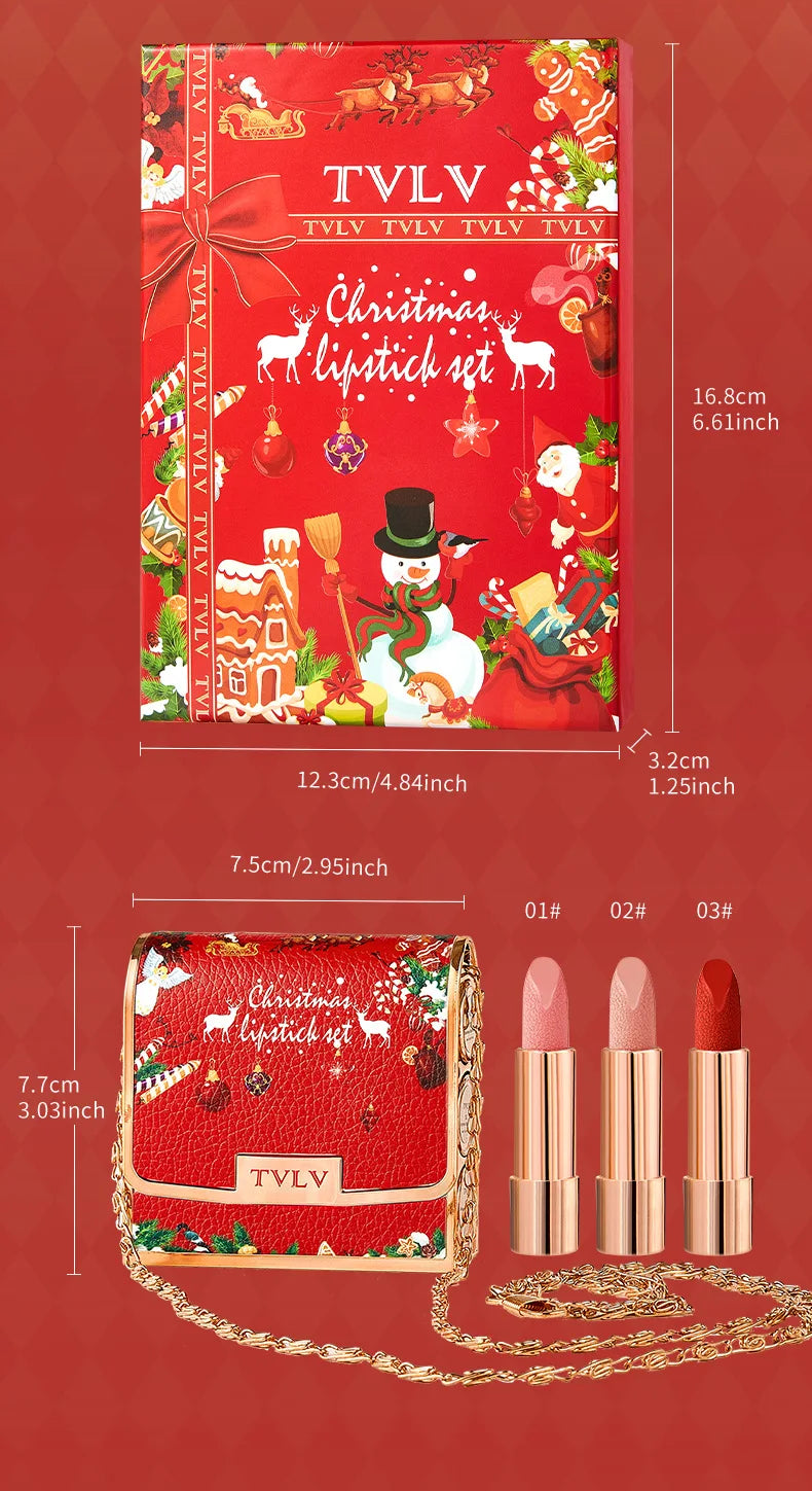 Christmas Matte Lip Gloss Set Lipstick Smooth Lasting Display Lip Gloss Waterproof Moisturizing Lipstick Holiday Gift Box Set